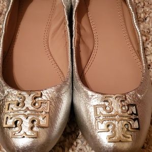Size 5 Tory Burch Silver Flats